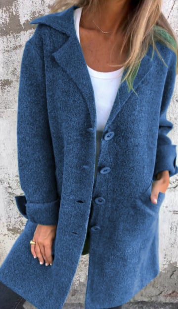 Cappotto Casual Monopetto con Revers in Lana