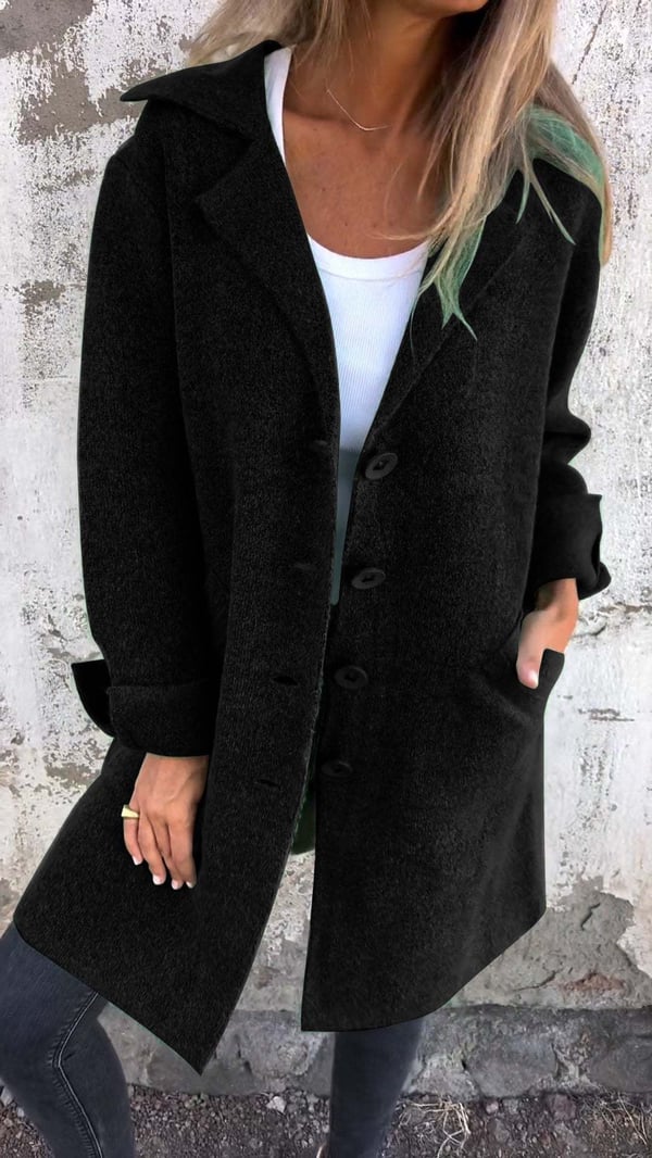 Cappotto Casual Monopetto con Revers in Lana