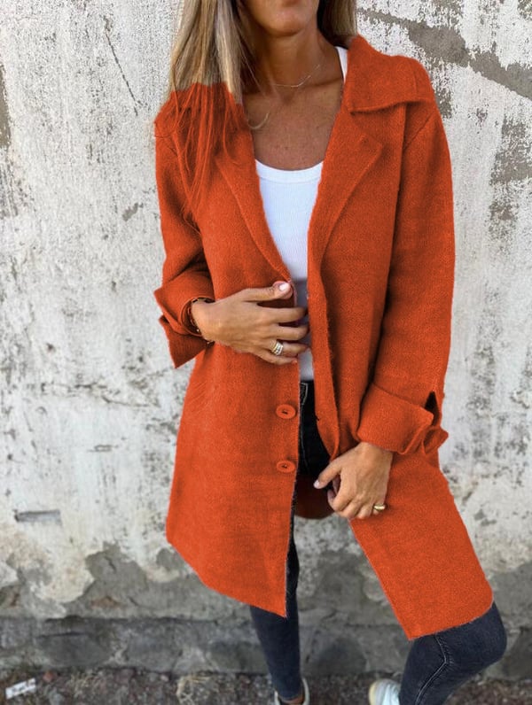 Cappotto Casual Monopetto con Revers in Lana